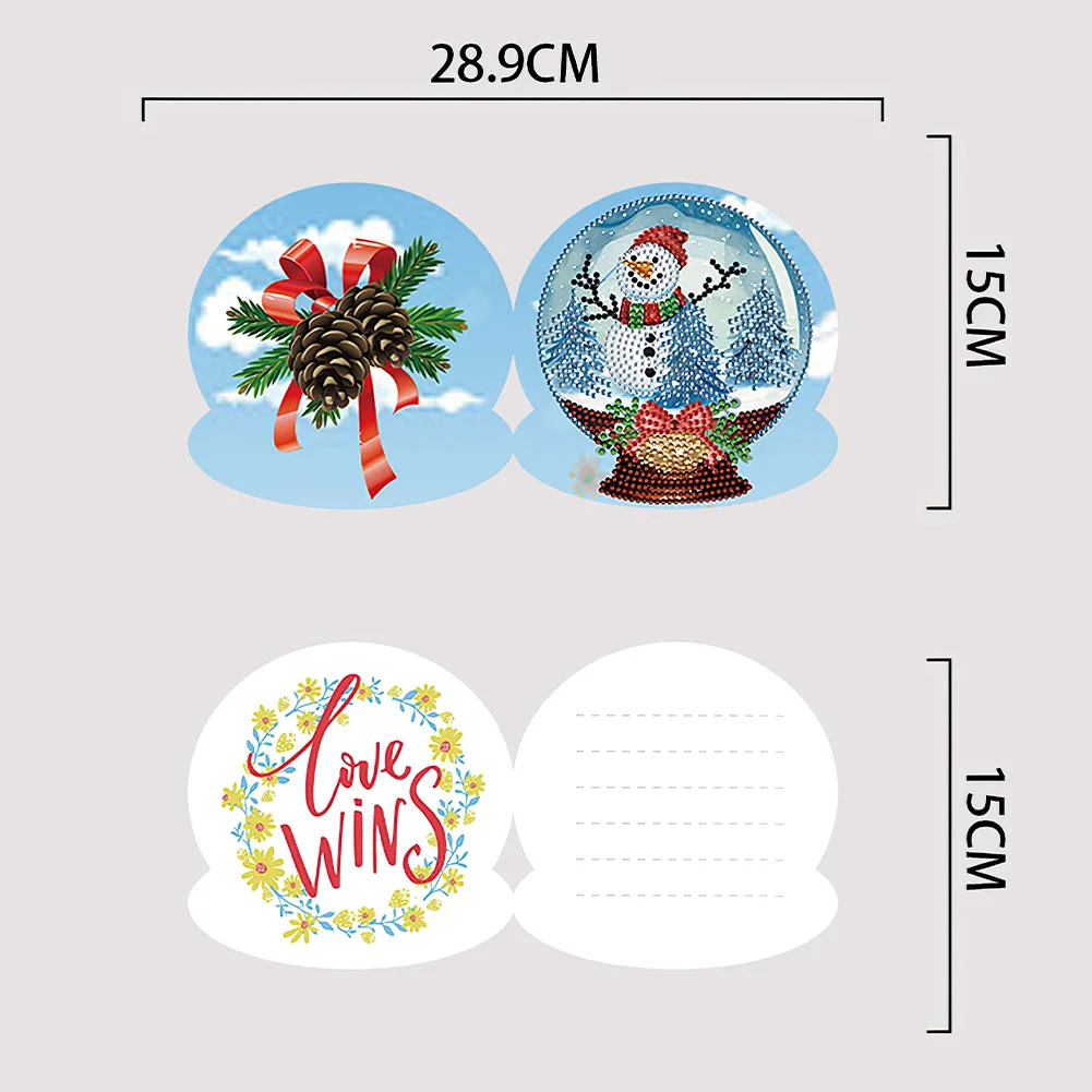 10pcs Xmas Crystal Ball Special Shape Diamond Drawing Card Diamond Card【With White Envelope】