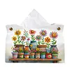 Colorful Flowers DIY PULeather Diamond Painting Tissue Box for Adults Beginners Large Size Diamond Art Paper Storage Holder for Living Room Bedroom Bathroom Table Decor