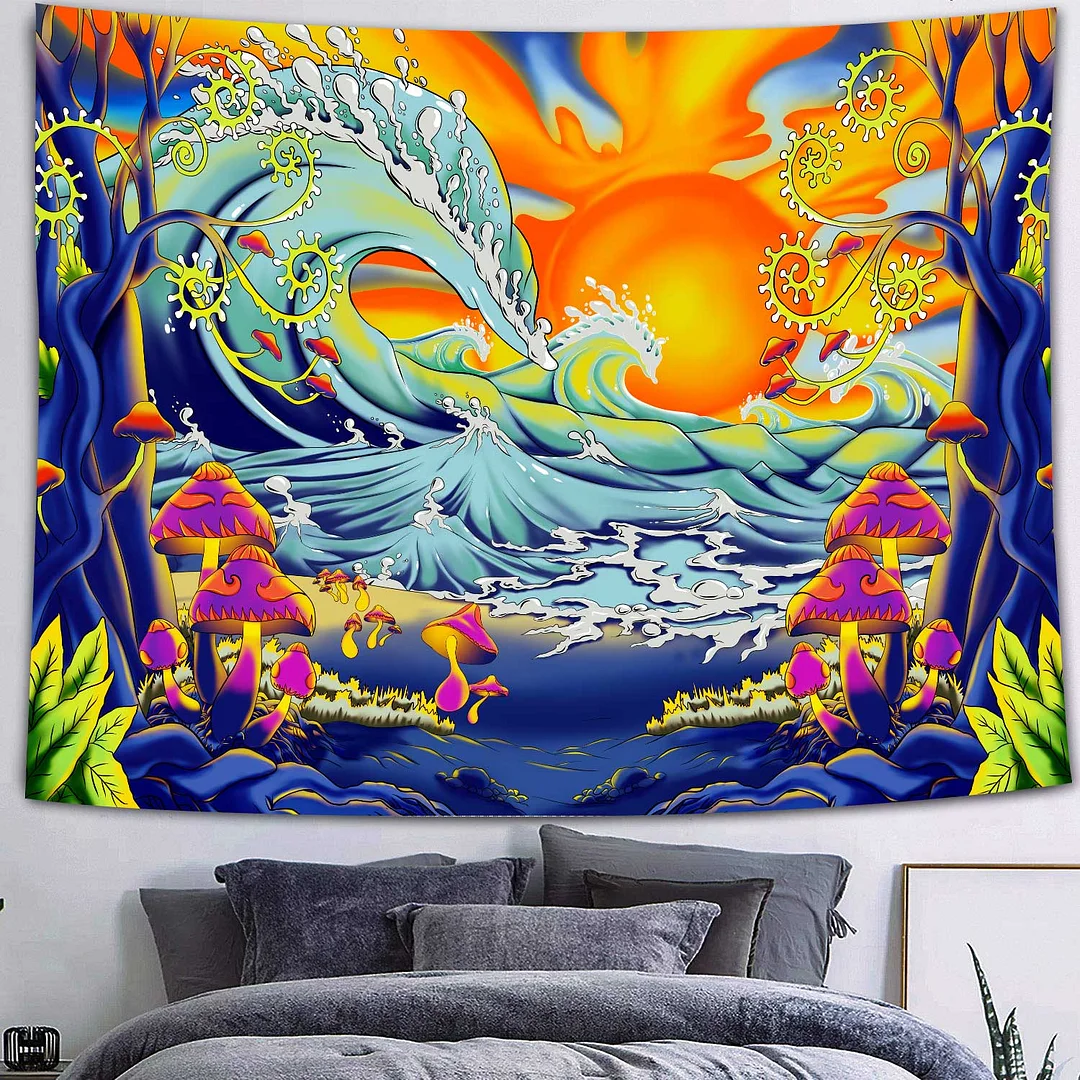 Psychedelic Wall Decor Indian Mandala Tapestry Hippie Dazzling Landscape Wall Hanging Blanket Bohemia Abstract Trippy Bedspread