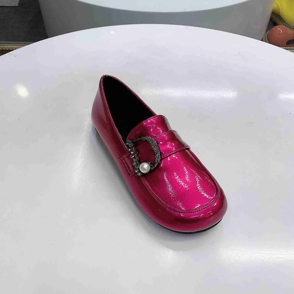 women shoes Patent Leather  Shoes Slip On Ladies Shoes Fashion Design Luxury Loafers Buckle Flat Shoes