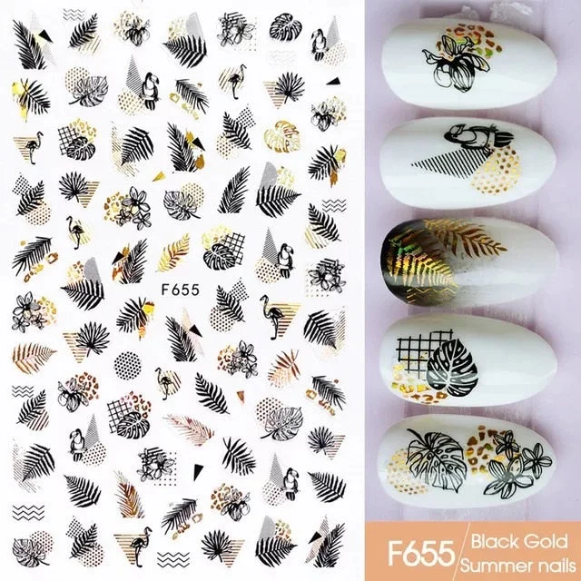 1pcs Black Coconut Tree 3D Nail Sticker Summer Ocean Palm Series Transfer Sticker nail decal DIY Nail Decoration 2021 newest-Nail Inspo