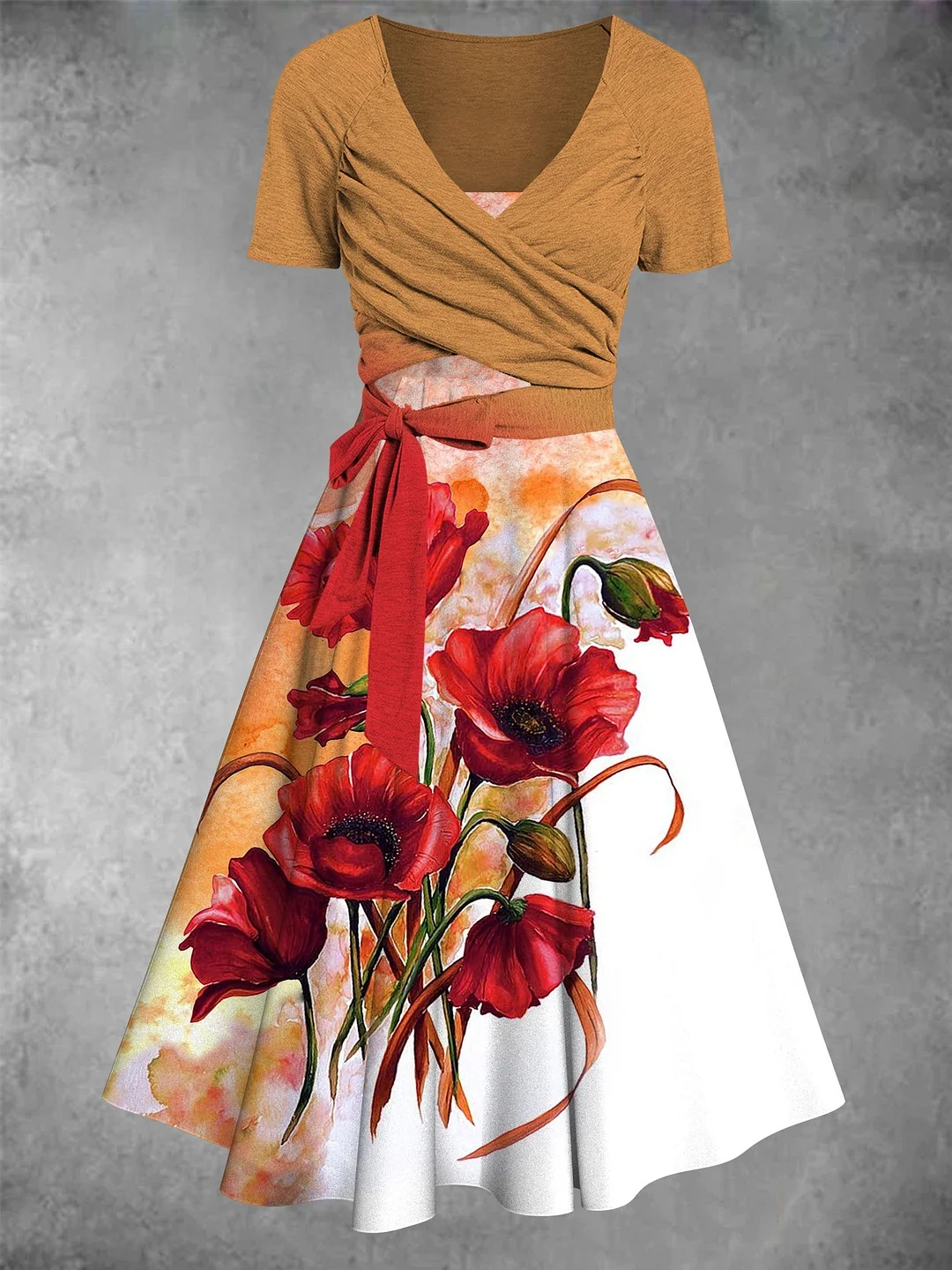 Women's Poppy Print Two-Piece Dress