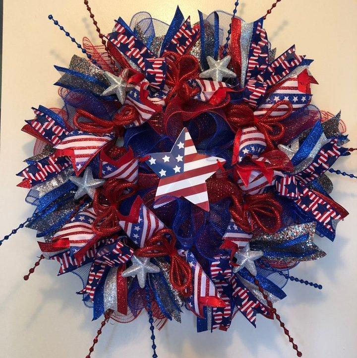 Patriotic Wreath | Patriotic Star Wreath | Memorial Day Wreath | 4th of July Wreath | America Wreath | Fourth of July Wreath | Patriotic Decor