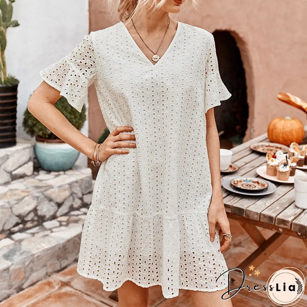 Polka Dot Hollow Out Mini Dress