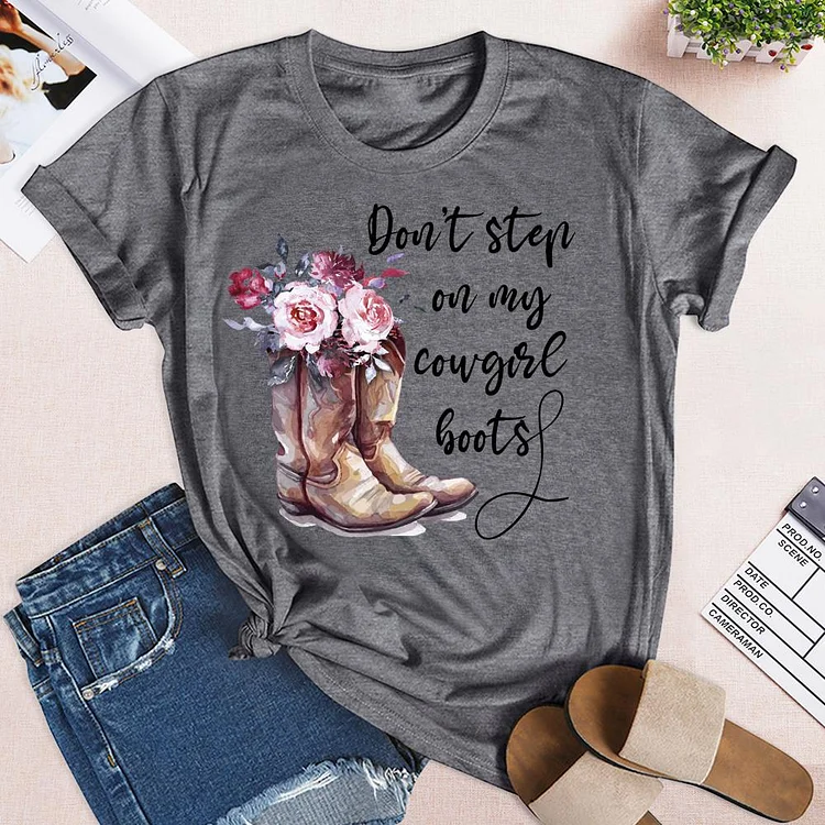 Don't Step On My Cowgirl Boots Flowers T-shirt Tee-05858-Annaletters