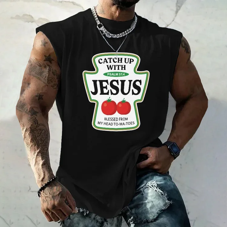 BrosWear Men'S Ketchup With Jesus Tank Top