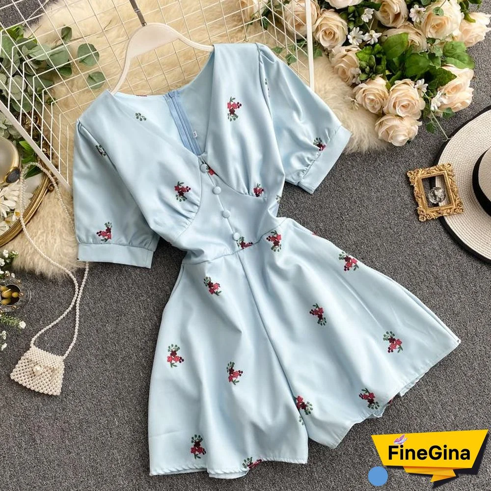 Casual V-Collar High Waist Rompers P10651