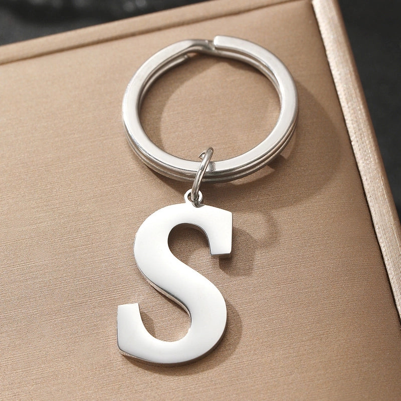 Basic Minimalist Letter 304 Stainless Steel Polishing Unisex Bag Pendant Keychain