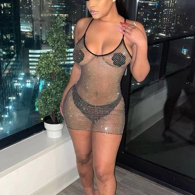 Sexy Glitter See Through Bodycon Dress - IRBOOM Fashion Clothing