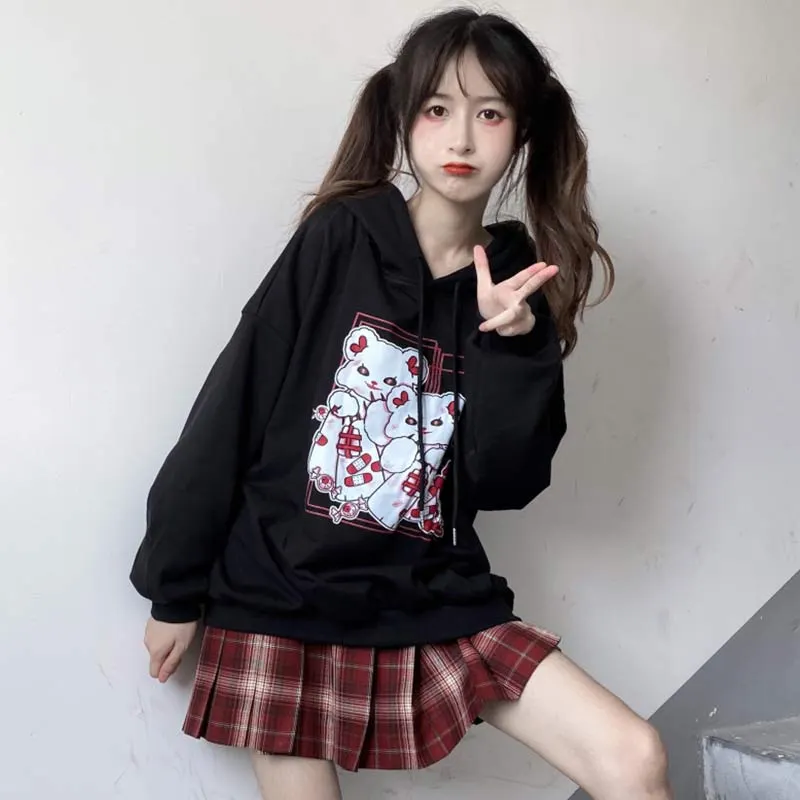 Cartoon Print Casual Hoodie