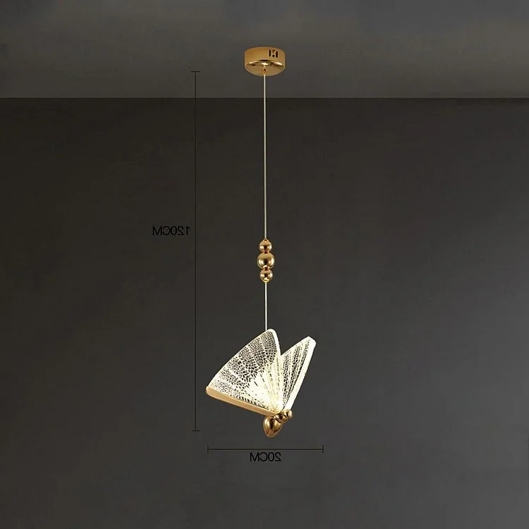 Butterfly Shaped Coastal Pendant Lights Metal Acrylic Bedroom Ceiling Lights - Appledas