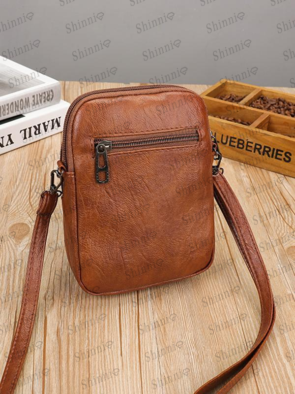 Vintage Studded Washed Leather Crossbody Bag