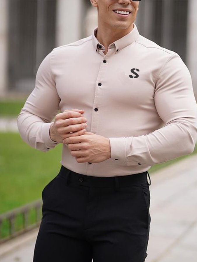 Men's Casual Beige Shirt