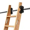 [US Local Warehouse] 20FT Sliding Library Ladder Hardware Kit Floor Roller with Brake Telescopic Top Hook Sliding Track Kit with Complete Hardware Set (No Ladder) Indoor Moving Track for Home Office Loft (Adjustable)