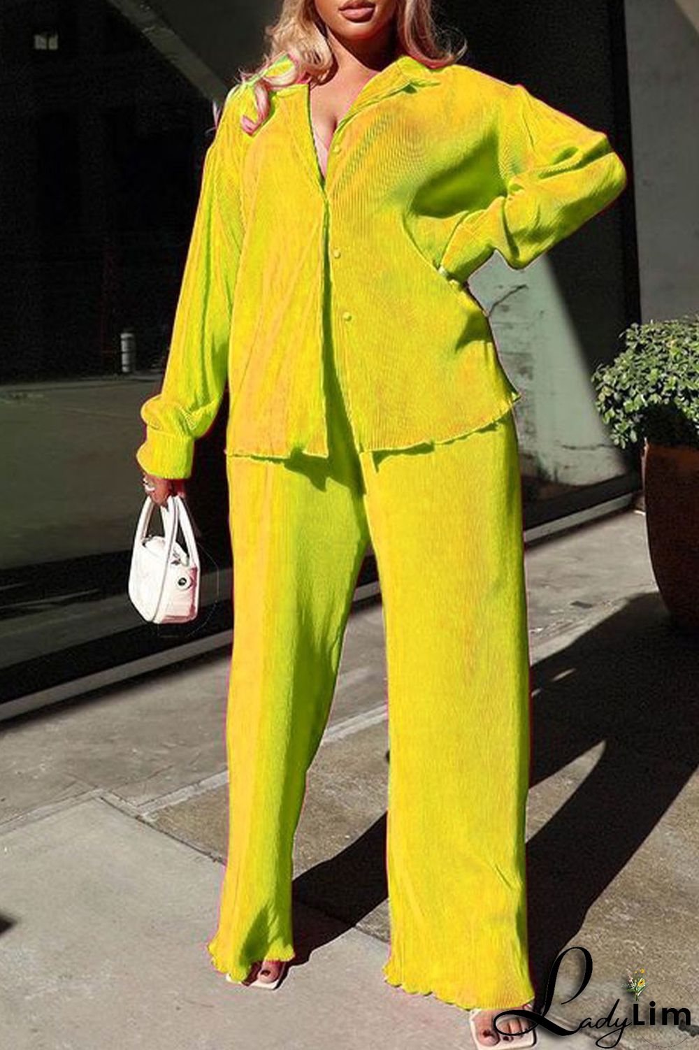 Purple Casual Solid Patchwork Buckle Turndown Collar Long Sleeve Two Pieces