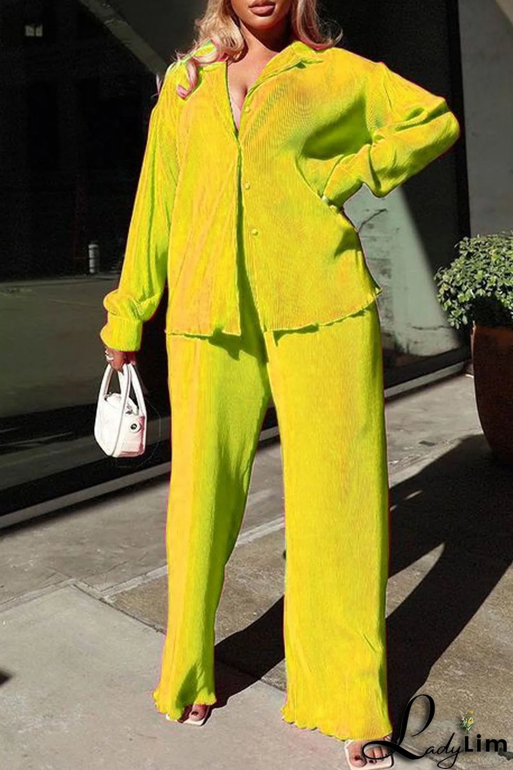 Purple Casual Solid Patchwork Buckle Turndown Collar Long Sleeve Two Pieces