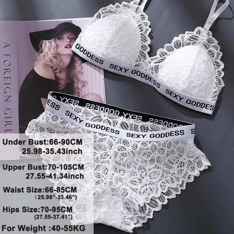 Lace Bra Set Sexy Women Tank Crop Top Panties Suit Backless Female Underwear Woman's Bralette Floral Lingerie Brassiere for Girl