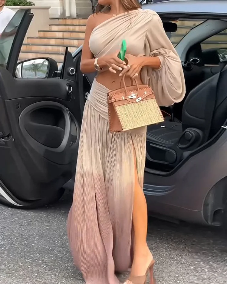One Shoulder Cutout Ombre Dress