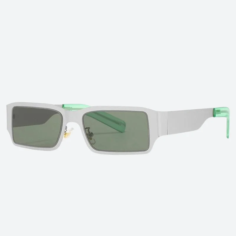 Brownm Rectangle Metal Sunglasses