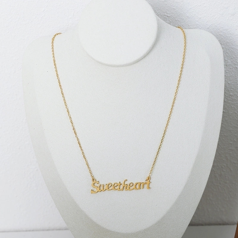 Sweet Solid Color Titanium Steel 18K Gold Plated Plating Necklace