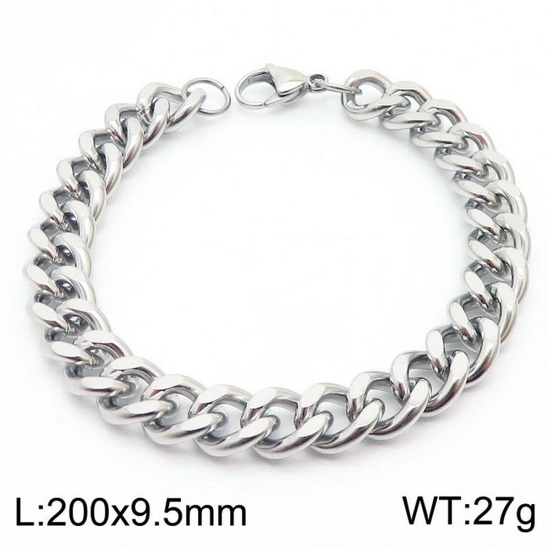 Stainless Steel Personality Fashion Trend Simple Two-Side Grinding Cuban Link Chain Bracelet Accessories