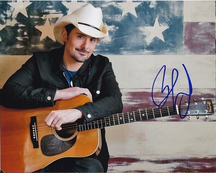 BRAD PAISLEY signed autographed AMERICAN FLAG 8x10 Photo Poster painting