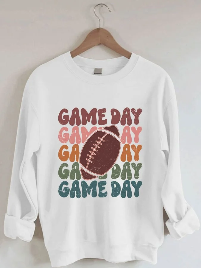 Women's Game Day Football Print Casual Sweatshirt socialshop