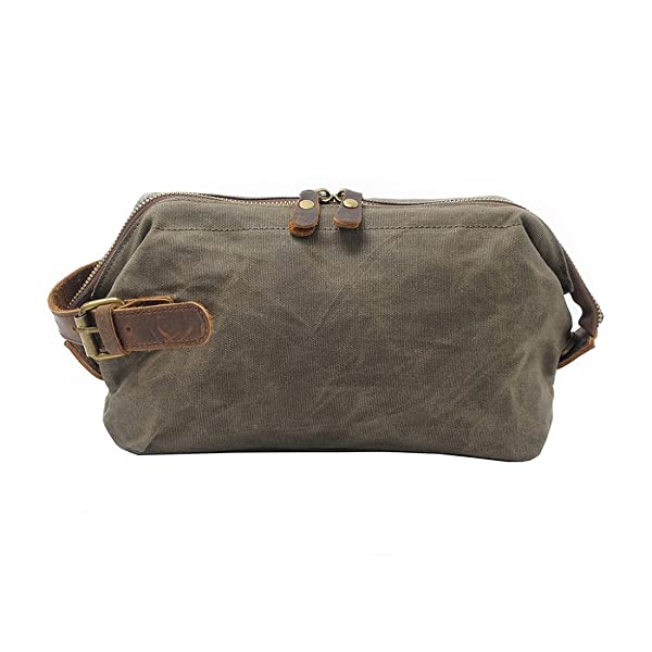 VRIGOO Waterproof Waxed Canvas Makeup Toiletry Bag