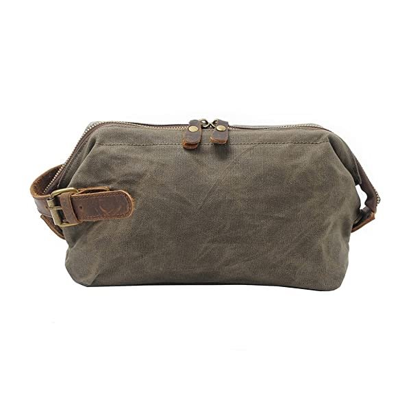 VRIGOO Waterproof Waxed Canvas Makeup Toiletry Bag