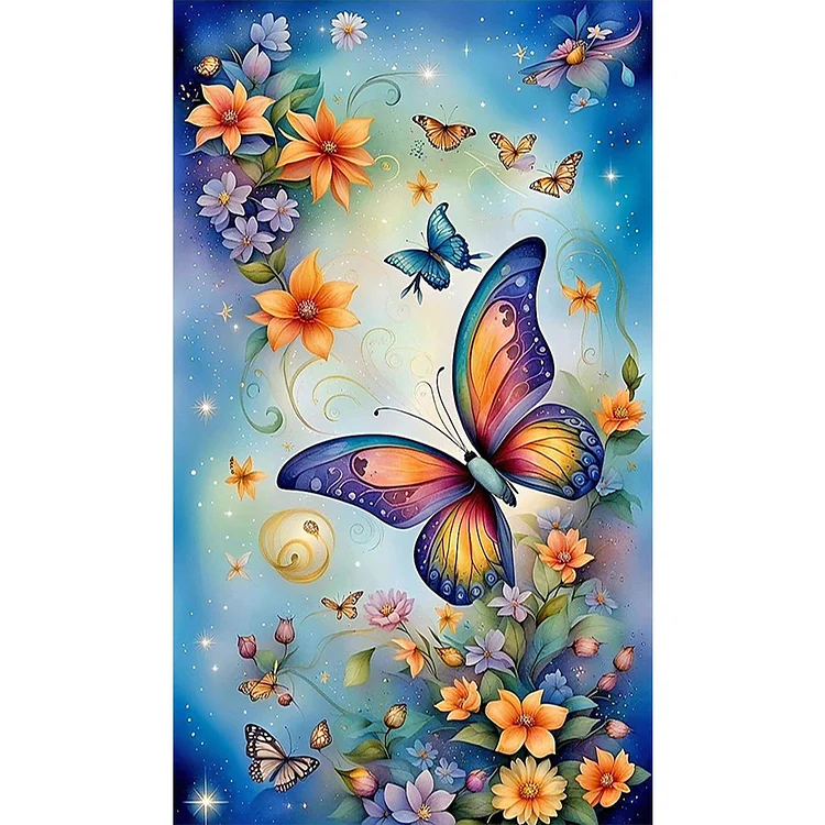 Full Round Diamond Painting - Flowers And Butterflies 35*60CM