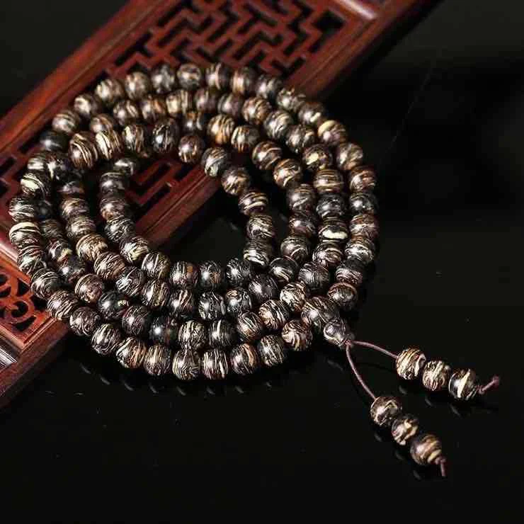 Vietnam Nha Trang Agarwood 108 Buddha Beads Mala Bracelet Necklace 8mm