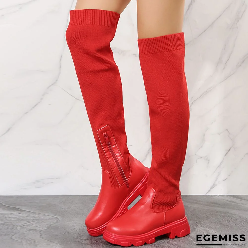 Red Casual Patchwork Solid Color Round Keep Warm Comfortable Shoes | EGEMISS