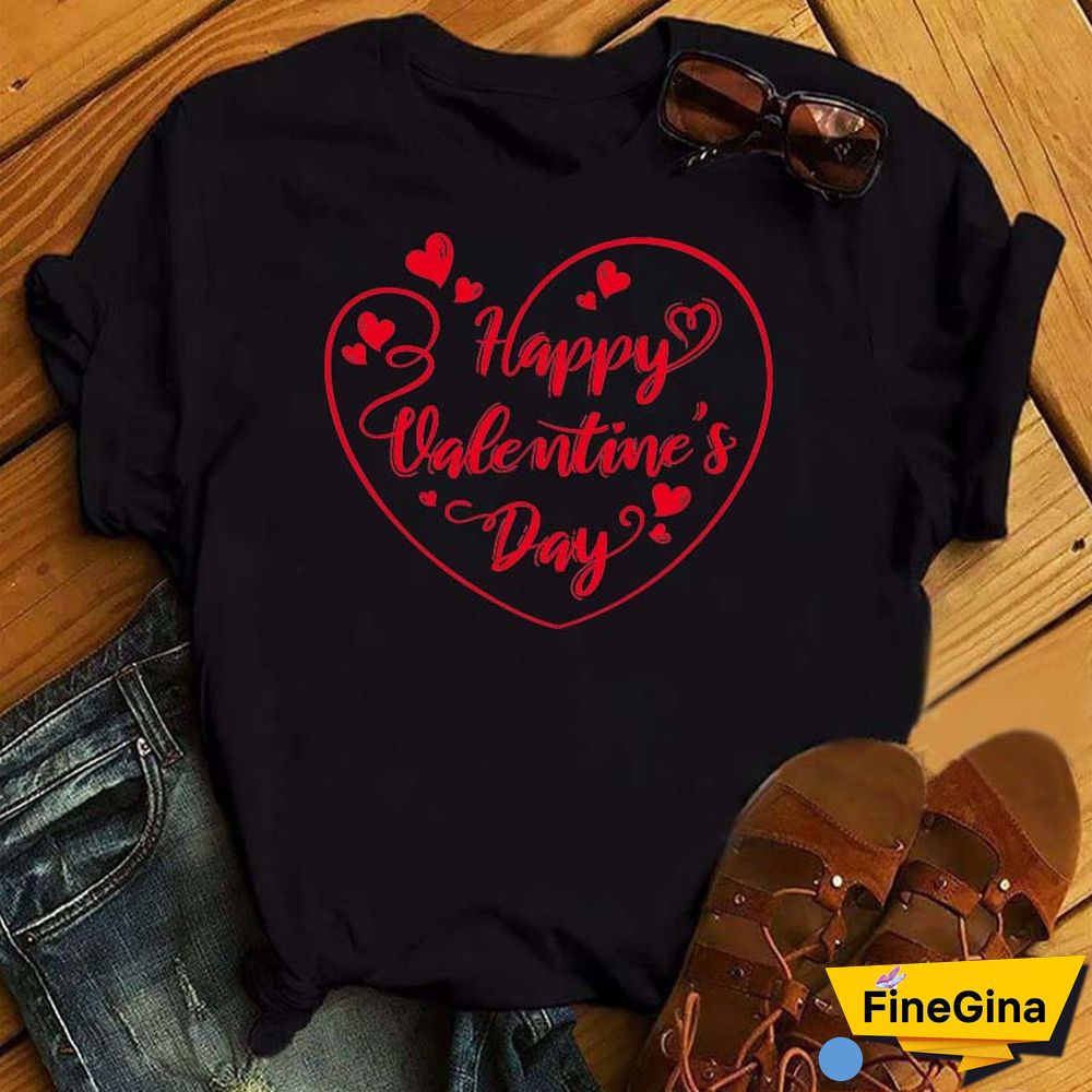 Maycaur Fashion Women T Shirt Love Heart Printed T Shirt Casual Red Tops 90s Valentine's Shirt Female Harajuku Graphic Tshirt