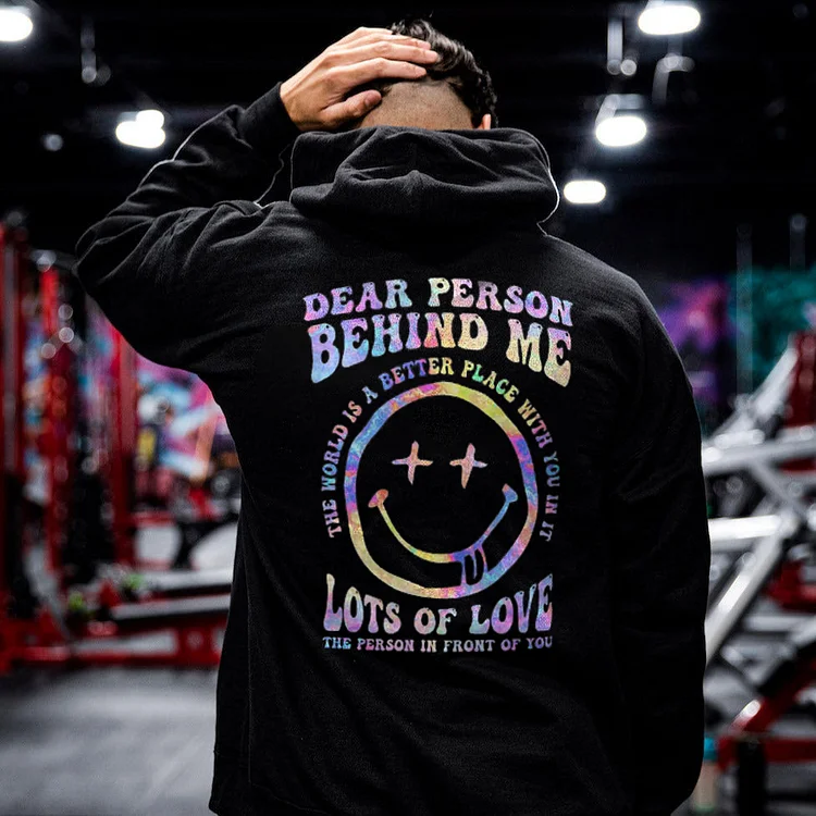 Dear Person Behind Me Slogan Smiley Print Hoodie