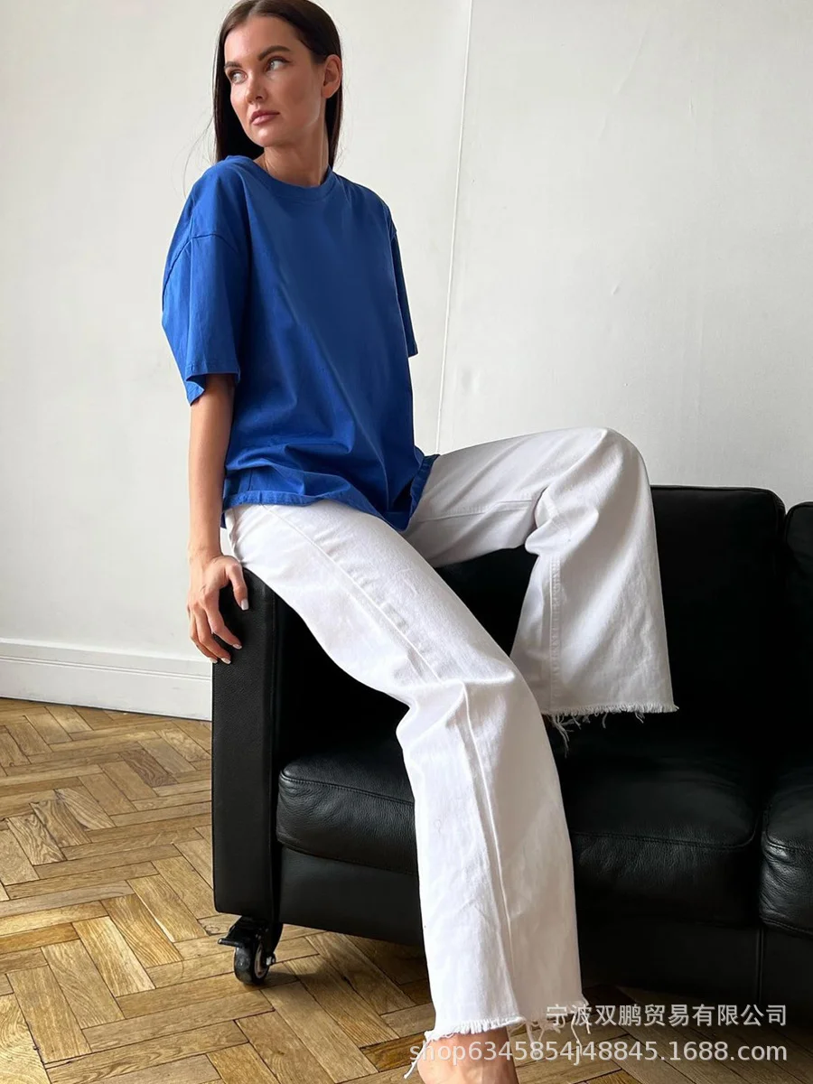 Athvotar Athvotar Spring And Summer New Solid Color Short-Sleeved Women Loose Large-Band Pure Cotton T-Shirt Simple Top