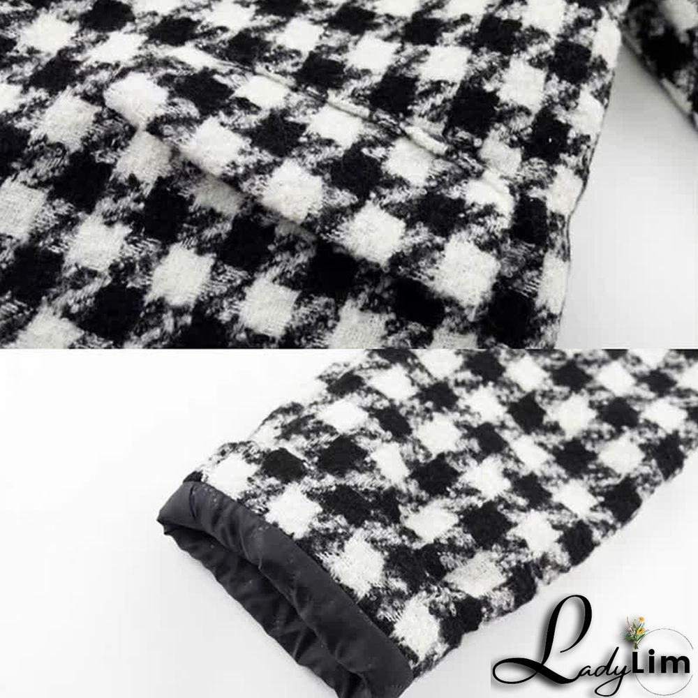 Chic Lattice Print Lapel Blazer T-Shirt High Waist Slim Denim Pants