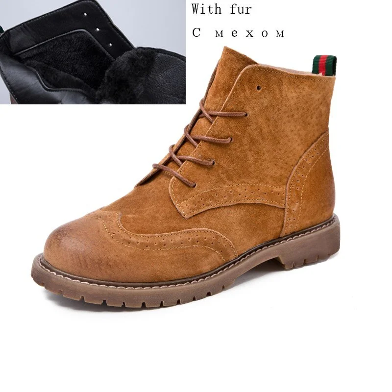 women shoes 2021 spring genuine leather Female short boots  suede women booties  British lace retro trend women naked boots