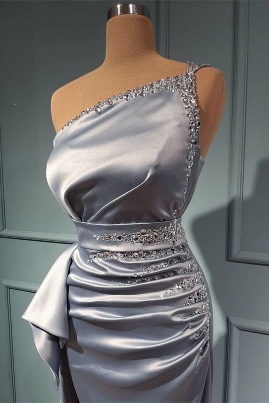 Bellasprom Silver Mermaid Prom Dress Long With Beads One Shoulder