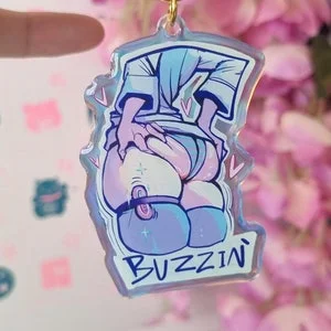 Pornhint 2.5'' [NSFW] Buzzin' Holographic double sided Acrylic Keyring NSFW