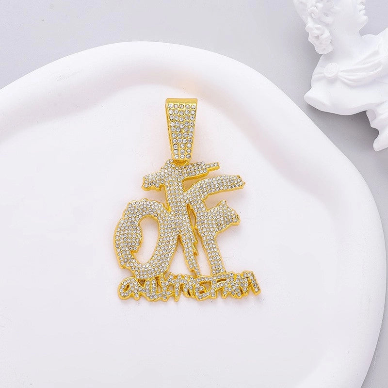 IG Style Hip-Hop Letter Alloy Inlay Rhinestones Unisex Pendant Necklace Necklace Pendant Men Pendant Necklaces
