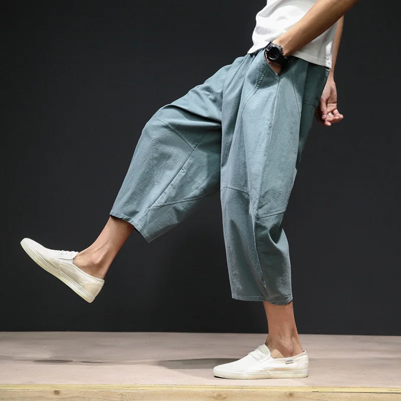 Loose Solid Color Cotton And Linen Wide-leg Pants