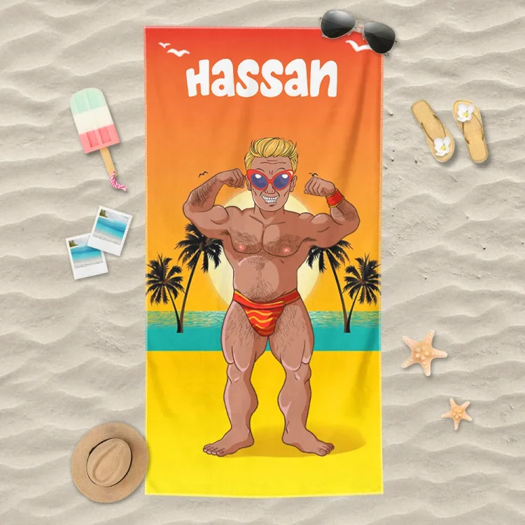 Custom Beach Towel -Muscular Man