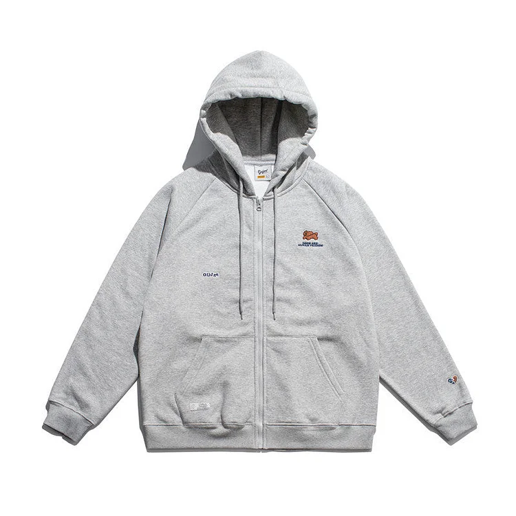 Man Fall Winter Outfis Winter Clothes Simple Small Embroidery Hooded Thick Sweatshirt Street Casual Loose Top