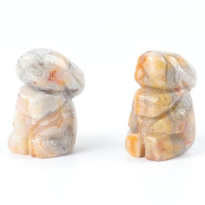 Mini Crazy Agate Rabbit Carvings Animal Bulk