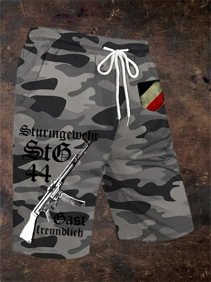 Herren MG42 Maschinen gewehr bedruckte Shorts