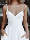 White Color Spaghetti-Neck Wedding Midi Dress