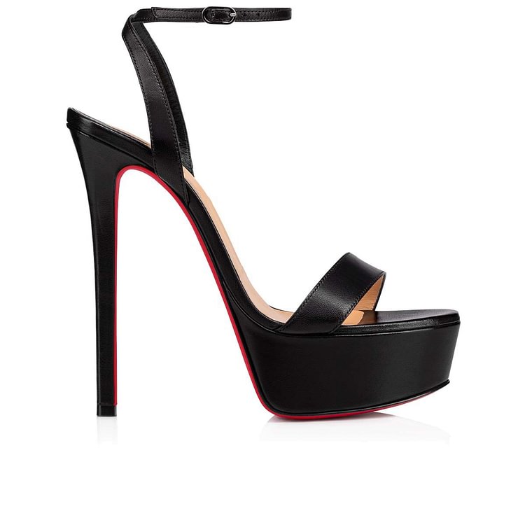 150mm Open Toe Platform Ankle Strap High Heel Matte Sandals Red Soles