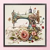 (Stamped/Counted) Retro Floral Sewing Machine - 14CT Cross Stitch 40*40cm/15.75*15.75in