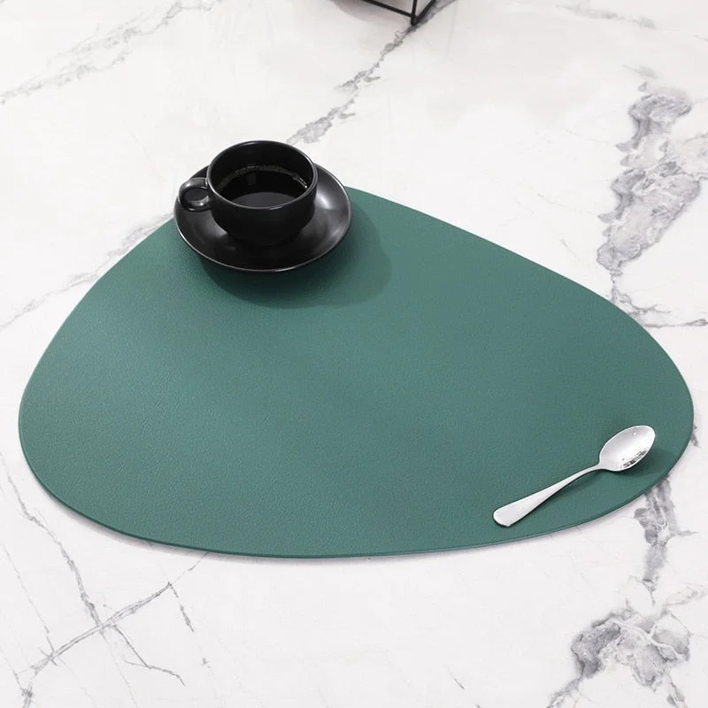 Large Leather Placemat Tableware Pad Oil Water Resistant Heat Insulation Non-Slip Tablemat Coaster Set for Kitchen Washable Cup