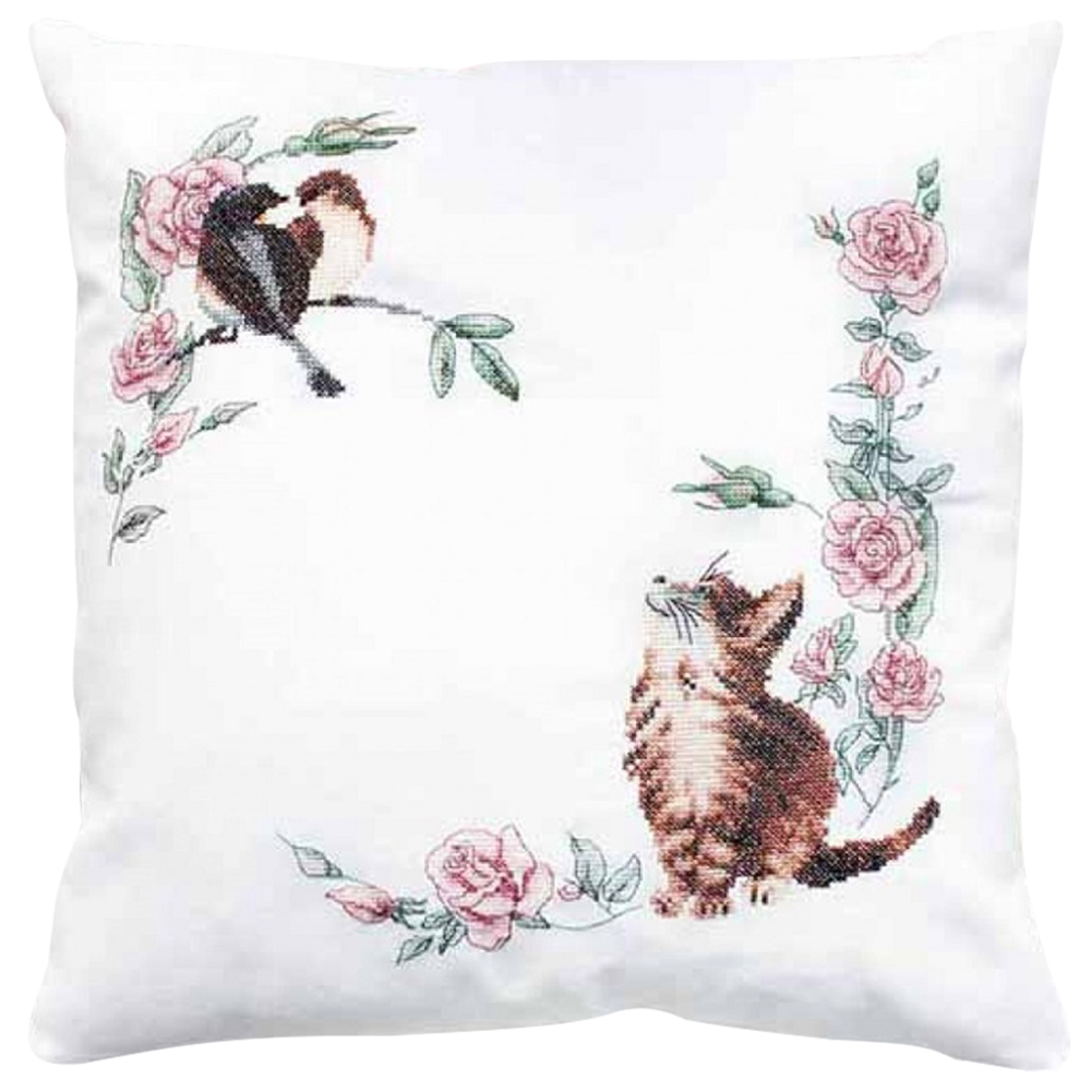 

Cat Flower - 11CT Stamped Cross Stitch Pillowcase - 40*40CM, 501 Original